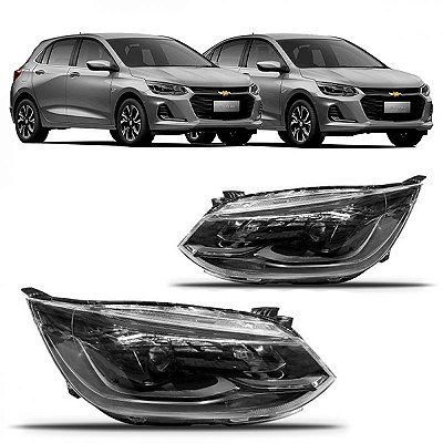 Farol onix chevrolet de 2020 a 2025 lado esquerdo preto manual com projetor