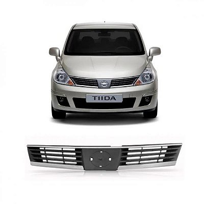 Grade do radiador tiida nissan de 2007 a 2010 cinza escuro com friso cromado