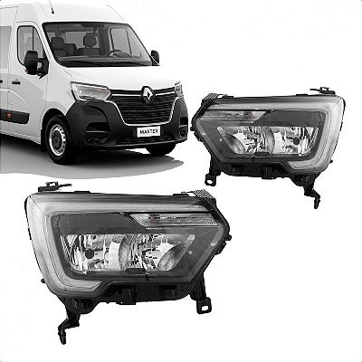 Farol master renault de 2022 a 2025 lado direito elétrico com motor com luz de rodagem diurna