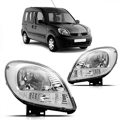 Farol kangoo renault de 2008 a 2018 lado esquerdo manual e elétrico sem motor