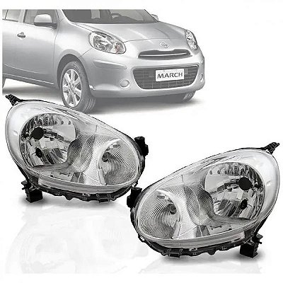 Farol march nissan de 2011 a 2013 lado esquerdo cromado manual
