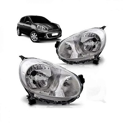 Farol march nissan de 2011 a 2013 lado esquerdo cromado manual
