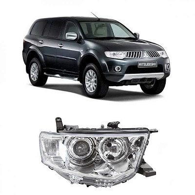 Farol pajero dakar mitsubishi de 2009 a 2013 lado direito cromado