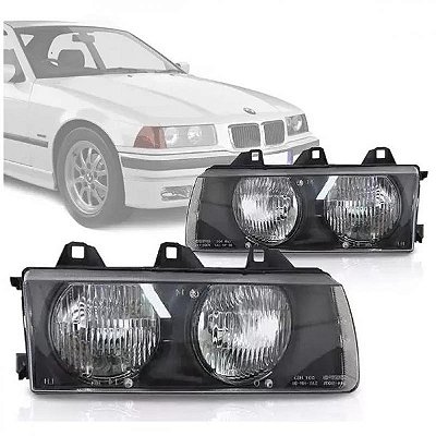 Farol série 3 bmw de 1991 a 1998 lado esquerdo lente lisa sem auxiliar