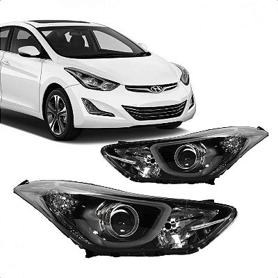 Farol elantra hyundai de 2014 a 2016 lado direito cromado manual com projetor com LED