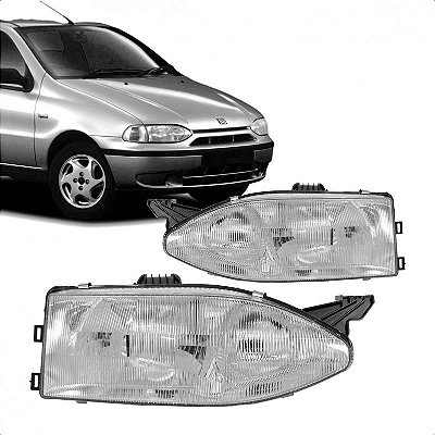 Farol palio fiat de 1999 a 2000 lado esquerdo biparábola de policarbonato