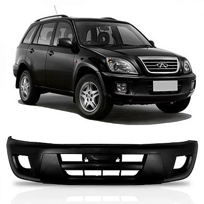 Para choque tiggo chery de 2010 a 2013 dianteiro preto com ressalto para placa