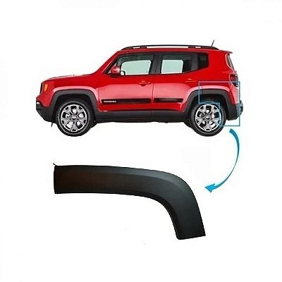 Moldura do paralama no vão da roda renegade jeep de 2015 a 2025 traseira lado esquerdo texturizada