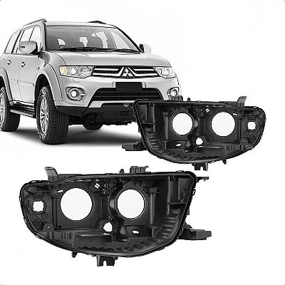 Carcaça de farol pajero dakar mitsubishi de 2009 a 2014 lado direito com regulador