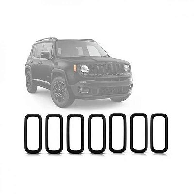 Moldura inferior de para choque da grade renegade jeep de 2015 a 2018 carcaça preta sete peças