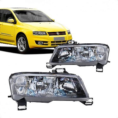 Farol stilo fiat de 2003 a 2011 lado esquerdo cromado elétrico sem motor com auxiliar e conector quadrado