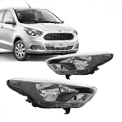 Farol ka ford de 2015 a 2018 lado direito máscara negra manual