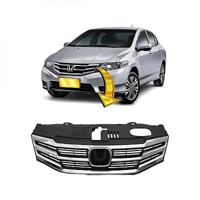 Grade do radiador city honda de 2012 a 2014 preta com friso cromado sem emblema