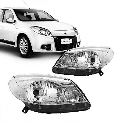 Farol sandero renault de 2012 a 2014 lado direito cromado com regulagem manual