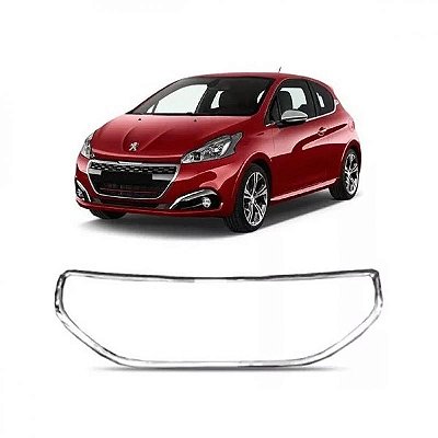 Moldura inferior para choque da grade do radiador 208 peugeot de 2017 a 2020 cromada