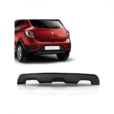 Moldura para choque sandero stepway renault de 2014 a 2019 traseira inferior preta