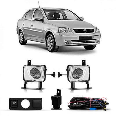 Kit farol auxiliar corsa chevrolet de 2003 a 2007 e meriva chevrolet de 2003 a 2007 e montana chevrolet de 2003 a 2007 raiado