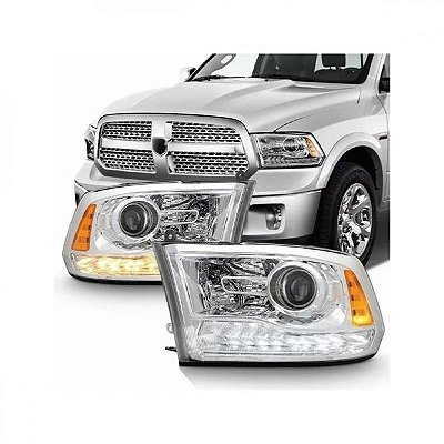 Farol 2500 laramie ram de 2016 a 2017 lado esquerdo cromado elétrico com LED