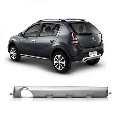 Acabamento de para choque sandero stepway renault de 2008 a 2014 traseiro inferior prata