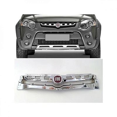Grade do radiador strada fiat de 2013 a 2020 cromada locker com emblema