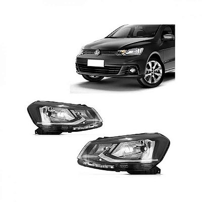 Farol gol voyage saveiro volkswagen de 2016 a 2018 lado esquerdo com friso cromado manual simples geração sete