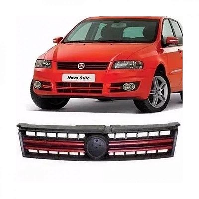 Grade do radiador stilo fiat de 2008 a 2011 com friso de borda vermelha