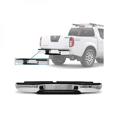 Para choque frontier nissan de 2008 a 2012 traseiro cromado com suporte