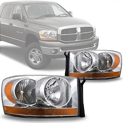 Farol ram dodge de 2006 a 2007 lado esquerdo cromado com pisca âmbar inferior