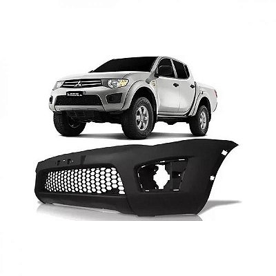 Para choque triton mitsubishi de 2011 a 2012 dianteiro preto texturizado com furo moldura e grade