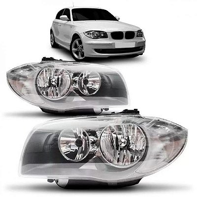Farol 118i bmw de 2006 a 2011 lado direito máscara cinza