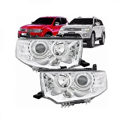 Farol pajero dakar mitsubishi de 2009 a 2013 e triton mitsubishi de 2012 a 2016 lado direito manual e elétrico