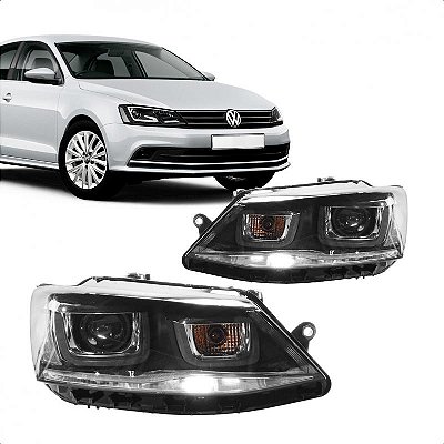 Farol jetta volkswagen de 2015 a 2018 com LED e projetor sem xenon par