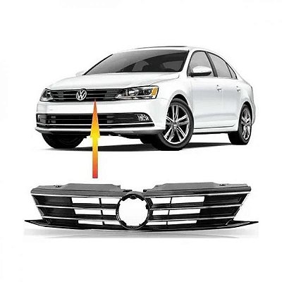 Grade do radiador jetta volkswagen de 2015 a 2018 preta com friso cromado