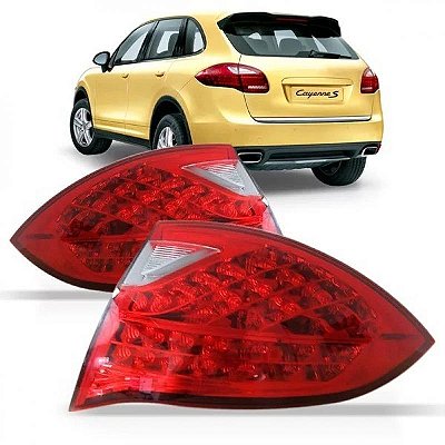Lanterna cayenne porsche de 2012 a 2014 traseira de canto lado esquerdo vermelha e branca com LED