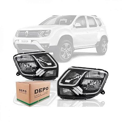 Farol duster renault de 2016 a 2020 e oroch renault de 2016 a 2023 lado direito cromado manual sem cúpula