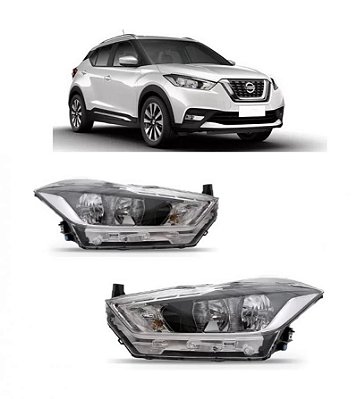 Farol kicks nissan de 2017 a 2021 lado esquerdo manual sem projetor com LED