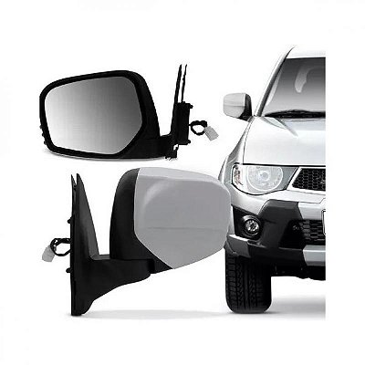 Retrovisor triton e pajero dakar mitsubishi de 2007 a 2016 lado esquerdo cromado externo elétrico