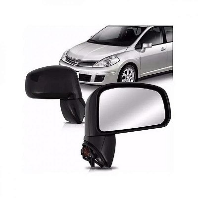 Retrovisor tiida nissan de 2007 a 2013 lado esquerdo preto externo elétrico