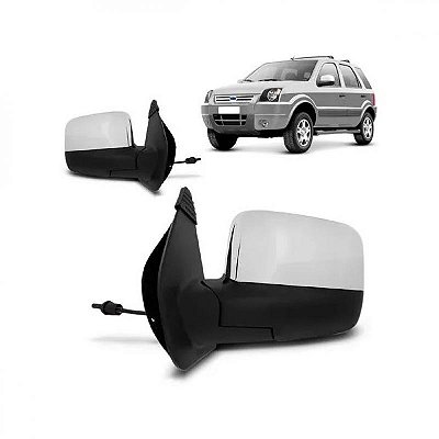 Retrovisor externo ecosport ford de 2003 a 2012 lado direito cromado com controle manual