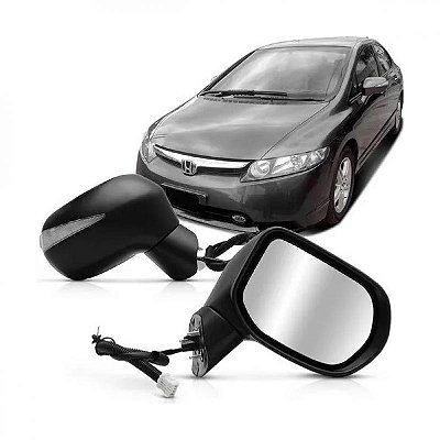 Retrovisor externo civic honda de 2007 a 2011 lado direito elétrico com pisca e cinco fios