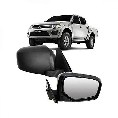 Retrovisor triton e pajero dakkar mitsubishi de 2007 a 2014 lado esquerdo preto externo fixo