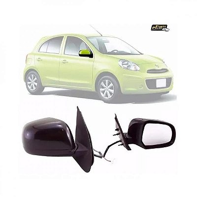 Retrovisor externo march nissan de 2011 a 2013 lado direito preto elétrico