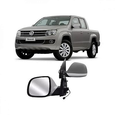 Retrovisor externo amarok volkswagen de 2010 a 2016 lado esquerdo cromado com primer elétrico com aquecimento
