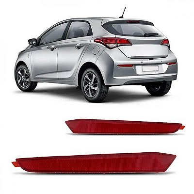 Refletor de para choque hb20 hyundai de 2016 a 2019 traseiro lado direito vermelho escuro hatch