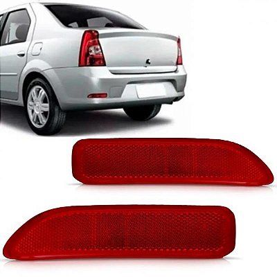 Refletor para para choque logan renault de 2011 a 2013 traseiro lado esquerdo vermelho escuro