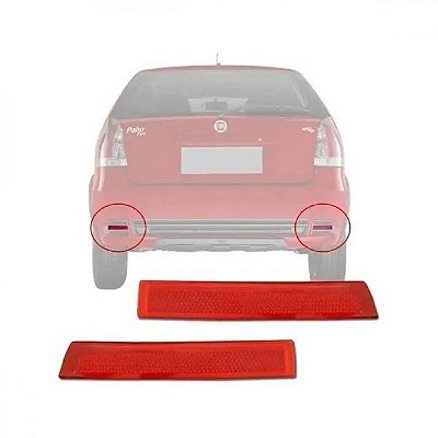 Refletor para para choque palio fiat de 2004 a 2015 traseiro lado esquerdo vermelho escuro tipo zoiao