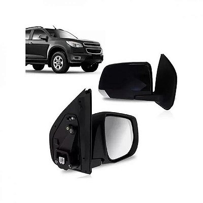 Retrovisor externo s10 chevrolet de 2012 a 2024 lado direito preto liso elétrico com pisca