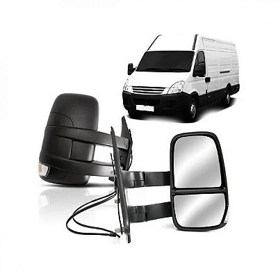 Retrovisor chassi iveco de 2008 a 2020 lado esquerdo externo fixo com braço longo e pisca