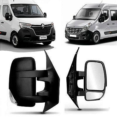 Retrovisor externo master renault de 2013 a 2025 lado direito elétrico térmico com pisca curto