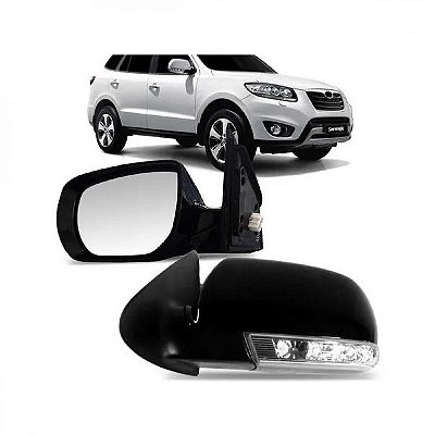 Retrovisor externo santa fe hyundai de 2010 a 2013 lado esquerdo preto elétrico retrátil com pisca sem aquecimento